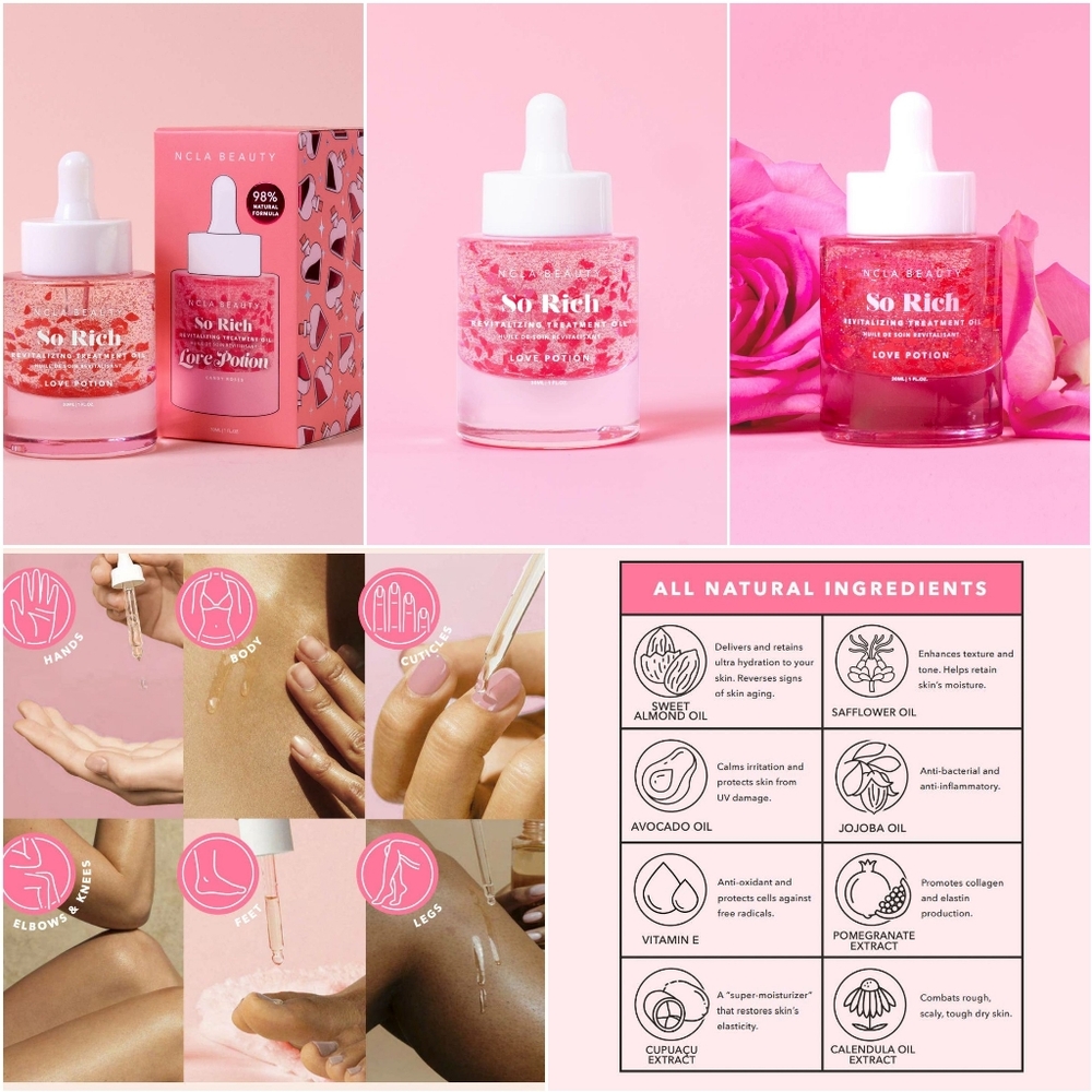 NCLA Beauty So Rich Cuticle Oil with Pink Glitter